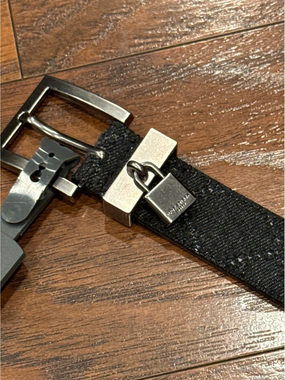 New Kurt Geiger Silver Buckle Black Jeans Belt Women's Size L /XL